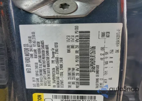 2020 Ford Fusion Se z USA, uszkodzony, nr VIN 3FA6P0HD9LR126106